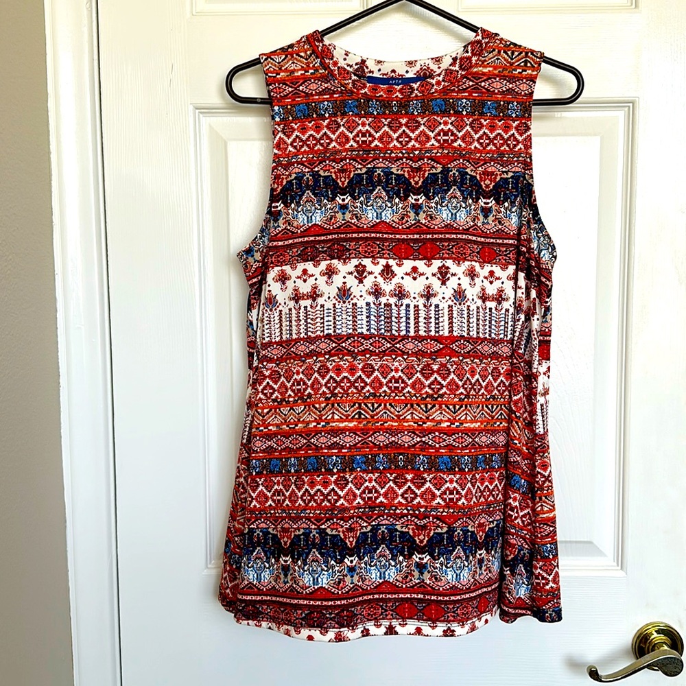 Apt. 9  NWOT. women’s multi color tank. Size Large.  96% poly 4% Rayon